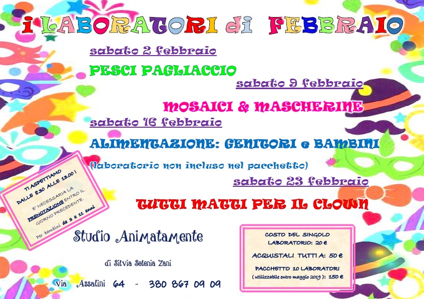 Sabato 22 Febbraio laboratorio di Carnevale Milano, dedicato a tutti i  bambini creativi. - Fortura Giocattoli